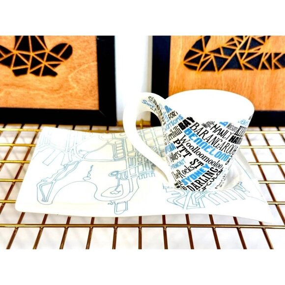 RARE Set of 4 Villeroy & Boch New Wave Cities Espresso Cups & Plates Duos 2013 - Picture 8 of 10